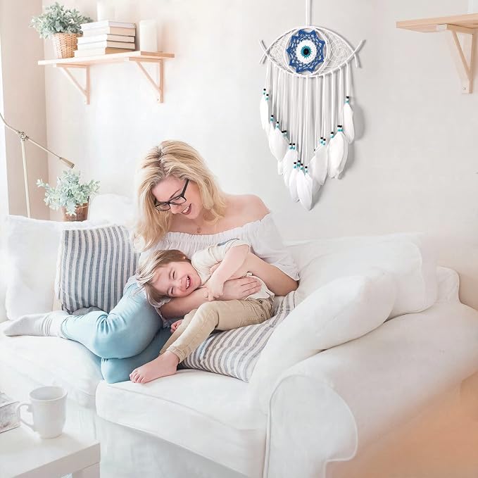Dremisland Evil Eye Dream Catcher White Evil Eye Wall Decor Handmade