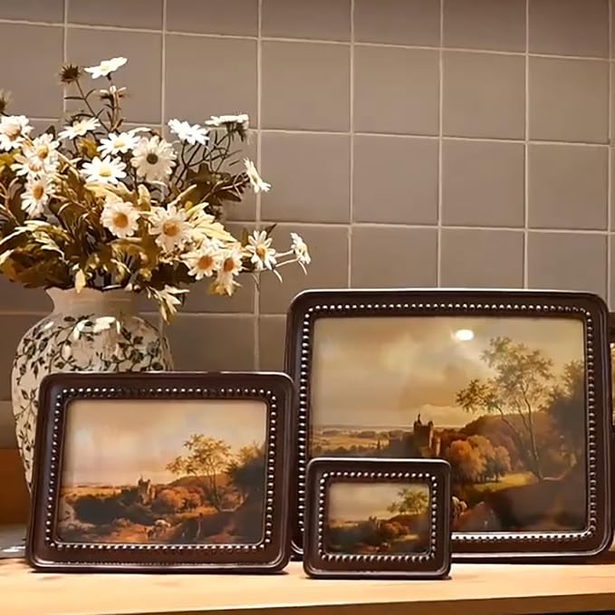 Decor Vintage Picture Frames 5x7-5x7 Picture Frame Vintage Style, Ornate 5 x 7 Frames for Pictures, Antique 5 By 7 Frame For Tabletop And Wall Hanging ,Antique Wall Decor (Brown)
