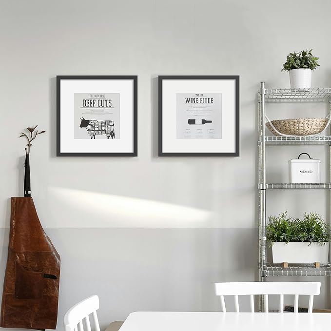 12x12 Picture Frame Sef of 10, for Wall Gallery Decor, Black | Display Pictures 8x8 with Mat or 12 x 12 Without Mat, Photo Frame Collage for Wall Mounted