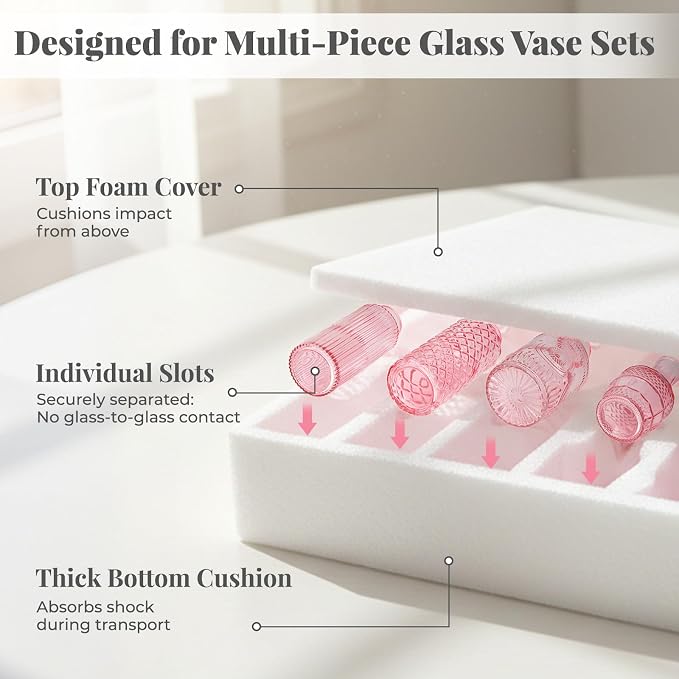 BEAHOT 24 Pack Pink Bud Vases in Bulk,Mini Glass Vintage Vases for Centerpieces,Wedding Decor, Small Flower Vases for Party & Home Decaration,Mother's Day (Pink)