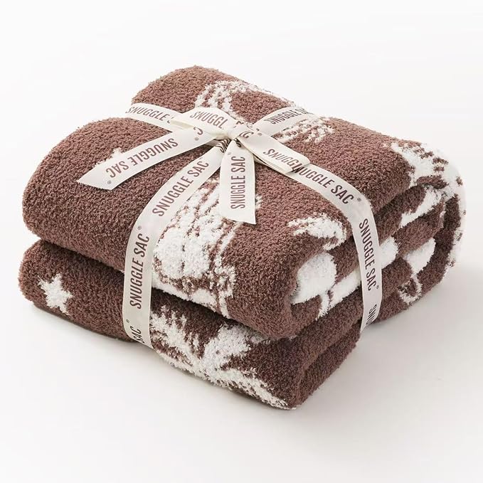 Snuggle Sac Western Throw Blanket for Couch Bed Sofa 50x60 inches, Reversible Brown Cowgirl Blanket Ultra Soft Cozy Blankets for Women Mothers Birthday Gifts
