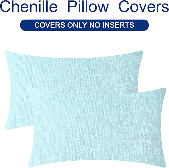 CaliTime Decorative Throw Pillow Covers 20 X 12 Inches Light Blue Grey