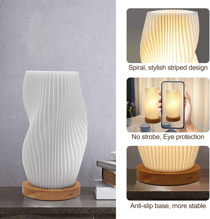 Aesthetic Funky Lamp, Cool Striped Bedside Night Light for Cozy Bedroom