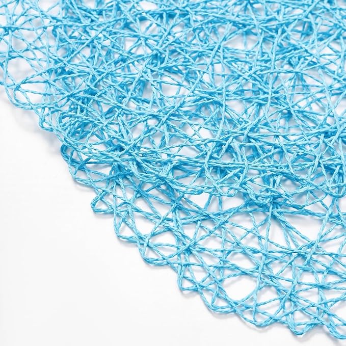 IcosaMro Sky Blue Round Placemats Set of 12 for Dining Table, 13 Inches Paper Woven Boho Small Decorative Circle Place Mat for Wedding Christmas Thanksgiving Day Holiday Dinner, Sky Blue