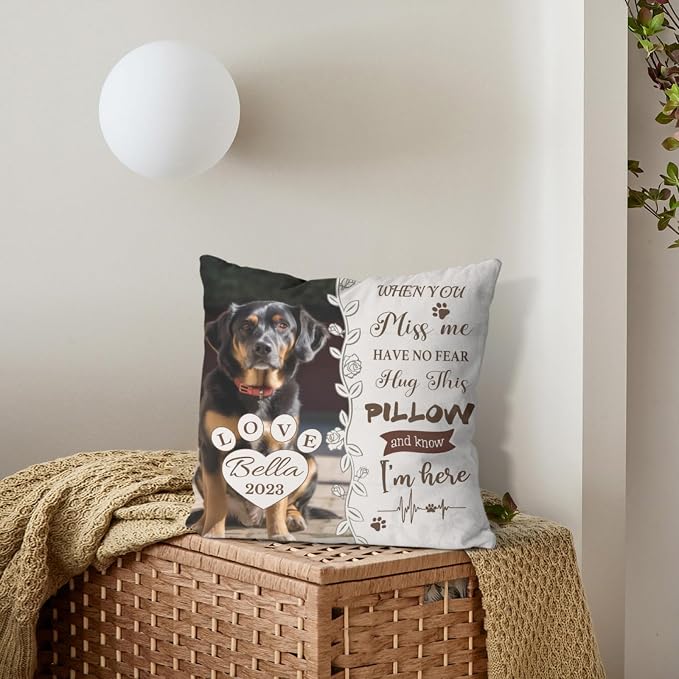 Alienc Personalized Pet Memorial Gifts for Dogs Cats, Custom Pet Memorial Throw Pillow Cover (Optional Pillow Insert), Loss of Dog Sympathy Gift