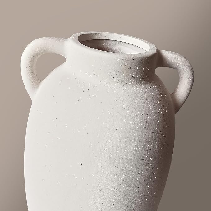 White Ceramic Vase-Boho Decorative Vase,Terracotta Tall Vases Decorative Pottery are Suitable for Decorating Living Rooms,Kitchens,and Bedrooms.