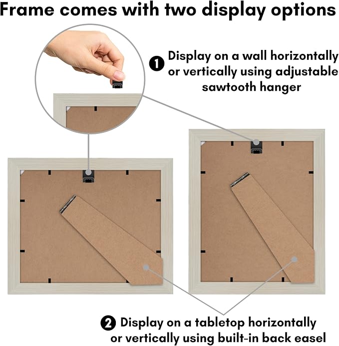 Americanflat 8x10 Picture Frame with Shatter-Resistant Glass - Use as 5x7 Frame with Mat or Display 8x10 Photo Without Mat - Signature Collection - Picture Frames for Tabletop and Wall - Light Wood