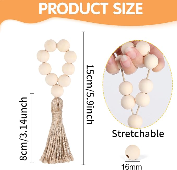 Meplait 6 Pack Wooden Bead Napkin Rings, Boho Farmhouse Table Decor, Nature | Wooden Napkin Rings, Stretchable Napkin Ring Holders, for Wedding Banquet Holiday Party Family Dinner