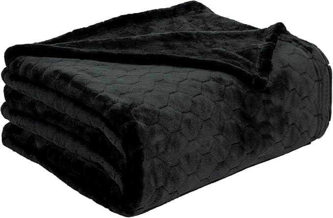 TOONOW Fleece Blanket Fuzzy Plush Throw Blanket 50" x 60", Super Soft Fluffy Bed Blanket Geometric Pattern Comfy Microfiber Flannel Blankets for Couch, Bed, Sofa, Black
