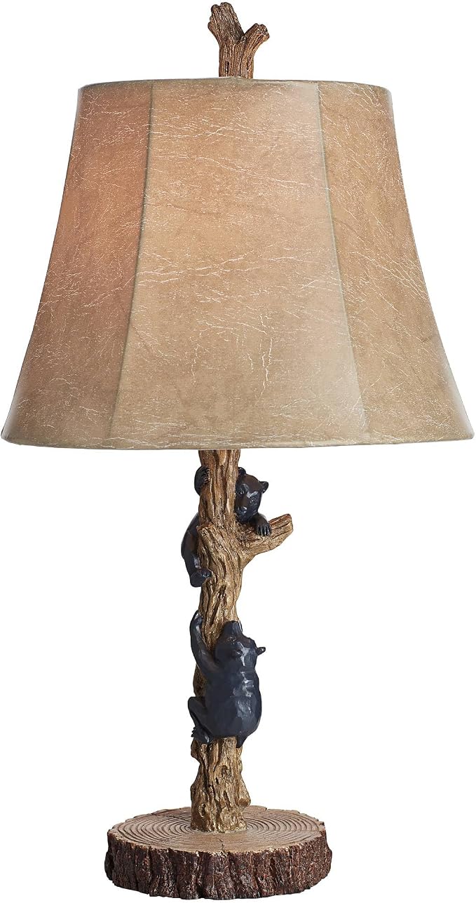 Climbing Bears 22 1/2" High Table Lamps Set of 2 USB Country Rustic Natural