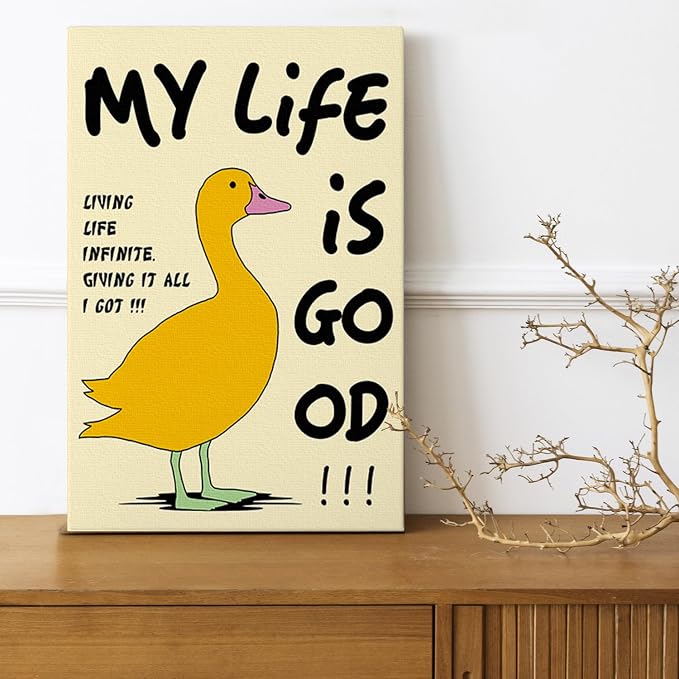 DIHSIEG Funny Duck Canvas Wall Art Humorous Quote Line Art Print 12x16Inch | Unframed Modern Home Decor, Cute Animal Wall Art for Bedroom, Bathroom, Office & Living Room, Unique Funny Gift