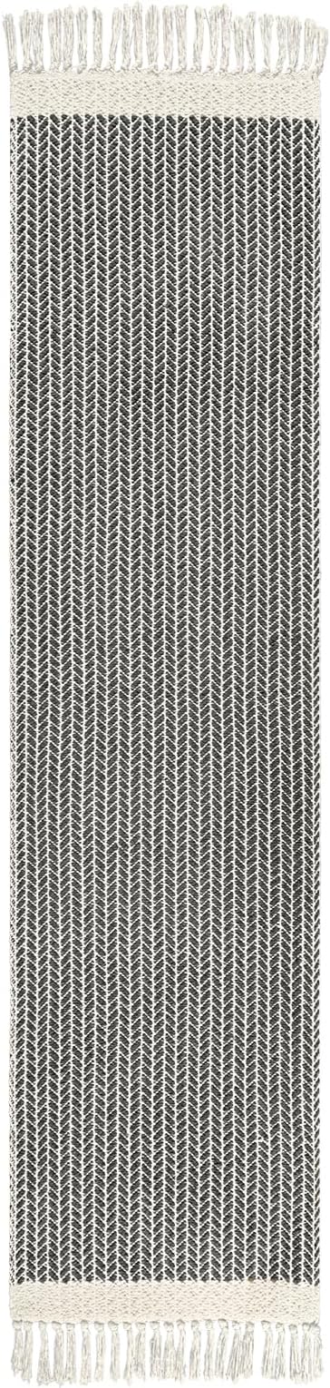 Lahome Boho Kitchen Runner Rug, 2'6''x8 Washable Rugs for Bathroom Entryway | Woven Cotton Hallway Runners with Tassels, Farmhouse Decor Mats, Non Shedding Lightweight Grey Carpet for Bath Foyer