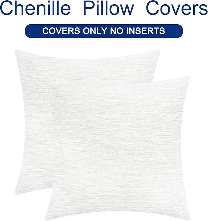 CaliTime Decorative Couch Throw Pillow Covers 18 X 18 Inches True White