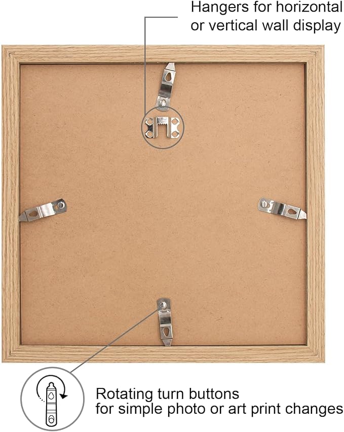 16x16 Picture Frame-Natural,12x12 Mat,Engineered Wood,Polished Plexiglass