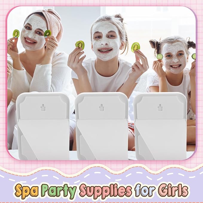 DoubleFill 6 Pcs Spa Party Mirror Spa Party Supplies for Women, White | Foldable Stand, Portable Makeup Table Mirror, Sleepover Accessory Slumber Birthday Party Favors, Women Adults Princess Gift