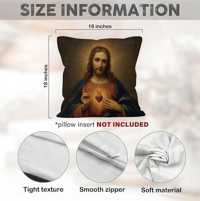 Catholic Sacred Heart of Jesus Immaculate Heart of Mary Throw Pillow Cover Gifts 18x18 Set of 2, Christian Virgin Mary Decor Pillow Cases for Bedroom, Religious Decorative Pillowcases