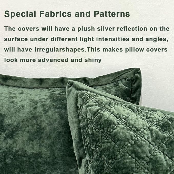 Throw Pillow Covers 18x18 Set of 2 Velvet Square Pillowcases Soft Skin-Friendly Cross Process Decorative Farmhouse Cushion Covers for Couch Sofa Bedroom Living Room,Green