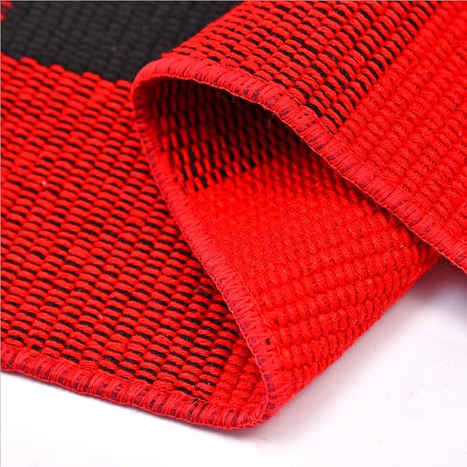 LEVINIS Cotton Buffalo Plaid Rugs- Red&Black Machine Washable Buffalo Check Area Rug for Kitchen/Bath Room/Outdoor/Indoor Front Porch Decor Farmhouse Decor, 51.2''x23.6''