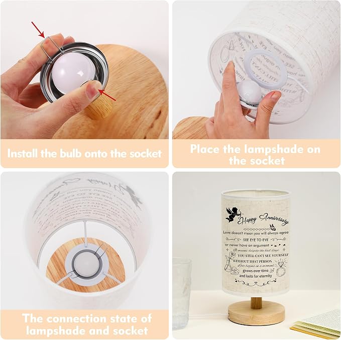 WSYEAR Wedding Anniversary LED Lamp Gifts for Couple Parents, Happy Anniversary Marriage Gifts for Wife Husband Him Her Men Women with Night Light Romantic Presents for Girlfriend Boyfriend