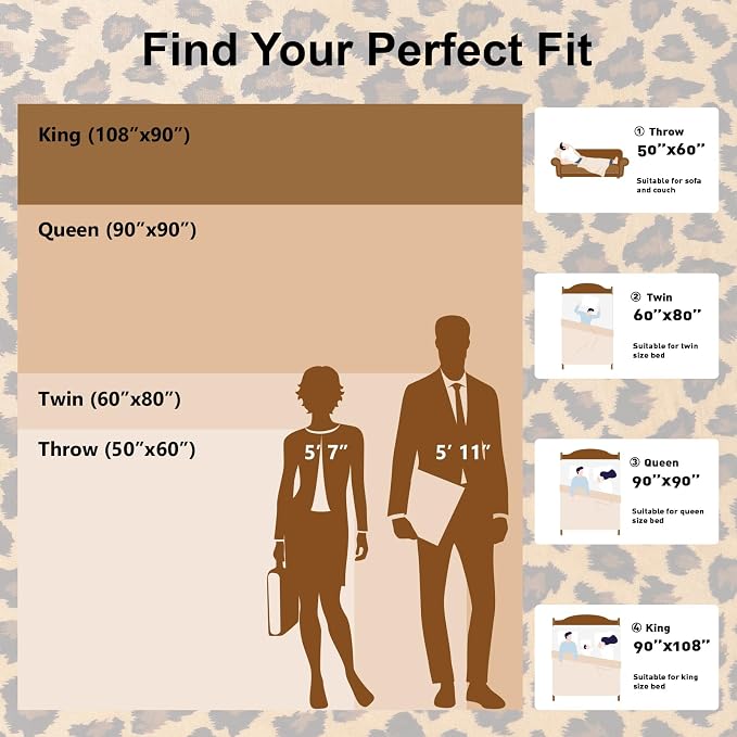 PLEASANT BOULEVARD | Leopard Throw Blanket Fleece, Premium Lightweight Cozy Warm Plush Microfiber Blanket for Couch Sofa and Bed (Dark Brown, Twin (60 x 80 inches))