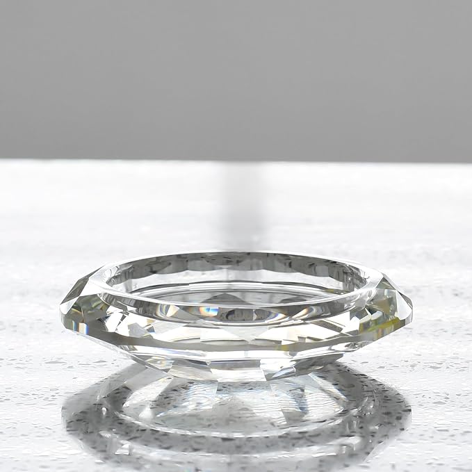 Crystal Candle Holders Pillar Candlestick Decorations for Home Party Dinner Christmas Suitable for Large Cylindrical Candles Hand-Cut 4.3'' X 1'' Clear