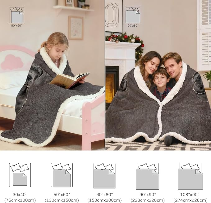 BlessLiving Grey Great Dane Throw Blanket Blanket King | Sherpa; Soft; BlessLiving Grey Great Dane Throw Blanket; Fleece; Lined; Pet; and; Dog; Lovers; Home; Blankets; King