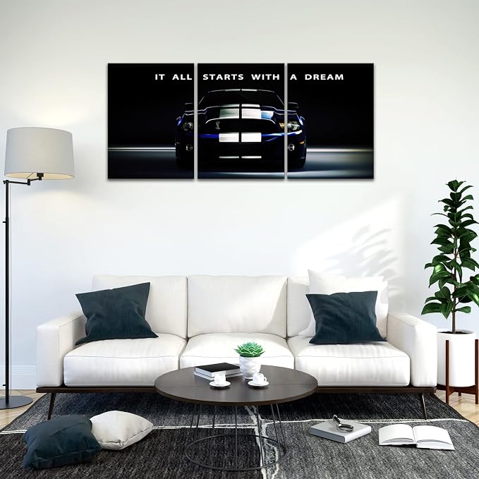 KAWAHONE Motivational Canvas Wall Art - It All Starts with A Dream,Office Inspirational Poster Prints Quotes Wall Decor Gallery-Wrapped Frame Ready to Hang