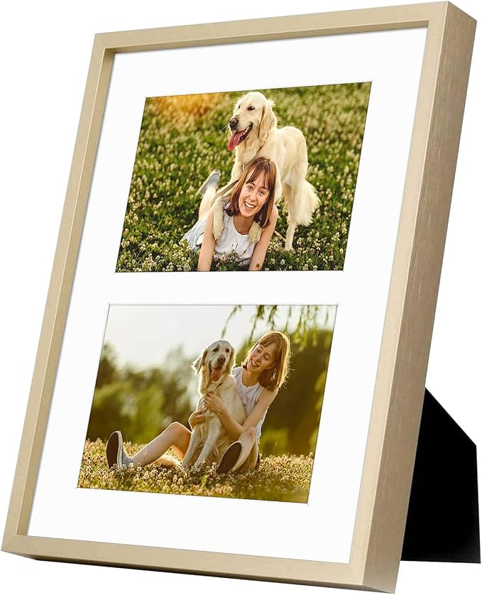 Golden State Art 8x10 Collage Frame w/Mat for 2 4x6 Photos Gold 2 Pack