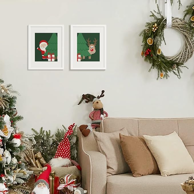 upsimples 11x14 Picture Frame, Gallery Wall Frames Set of 5, White | Photo Frame Collage Wall Decor, 11 x 14 Frame, 8x10 Frame with Mat for Family, Baby, Hallway, Diamond, Christmas