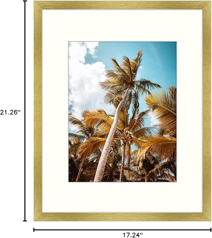 Frametory 16x20 Gold Picture Frame with Real Glass Mat for 11x14
