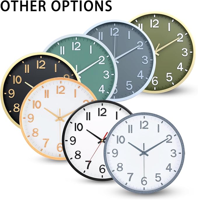 Wall Clocks Battery Operated 8 inch Modern Wall Clock,Silent Non Ticking Wall Clock for Living Room Bedroom Kitchen Office Classroom Decor (Texture Gray White)