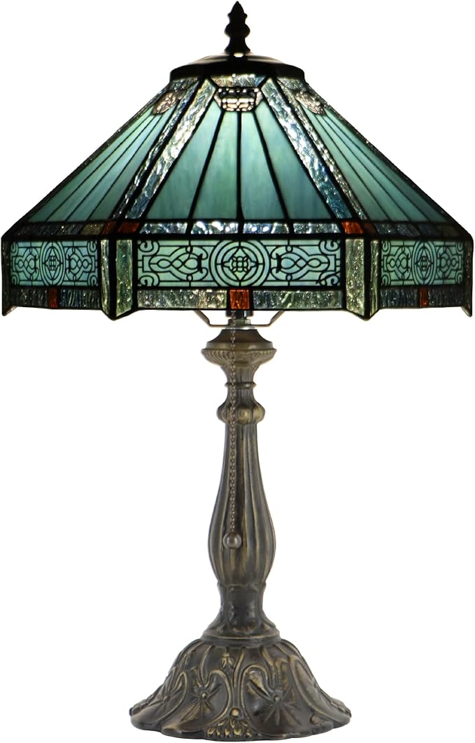 Tiffany Lamp Stained Glass Table Lamp Bedside Reading Light W12H19 Inches (Mission Style)