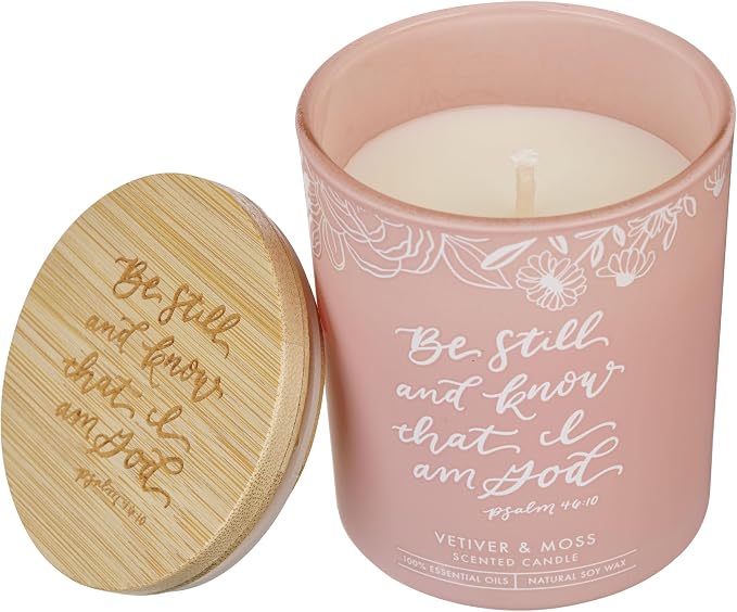 Christian Art Gifts Soy Wax Scented Candle: Be Still & Know Bible Verse