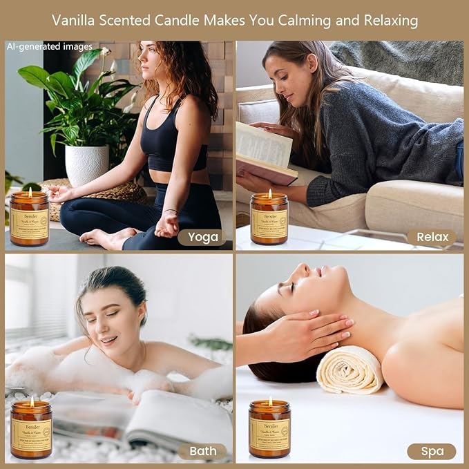Vanilla Cream Scented Candles, Soy Wax Candles | Stress Relief and Relax Aromatherapy Candle, Candles for Home Bathroom, Gifts for Women Birthday Christmas
