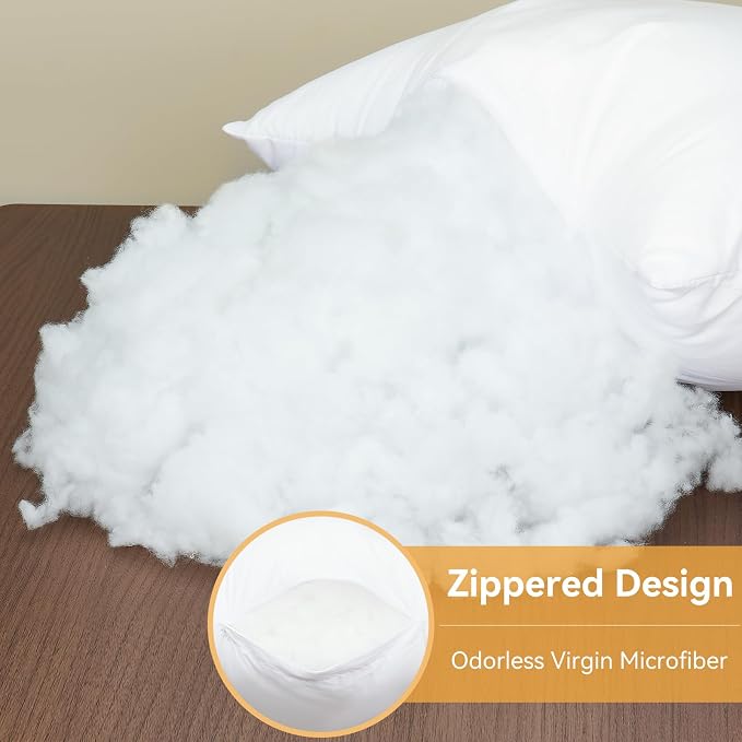 14x22 Lumbar Pillow Inserts 2-Pack for Sofa, Polyester Fill | 100% virgin fiber; Soft and fluffy; Maintains fullness; Low allergen; For accent chairs and lumbar support