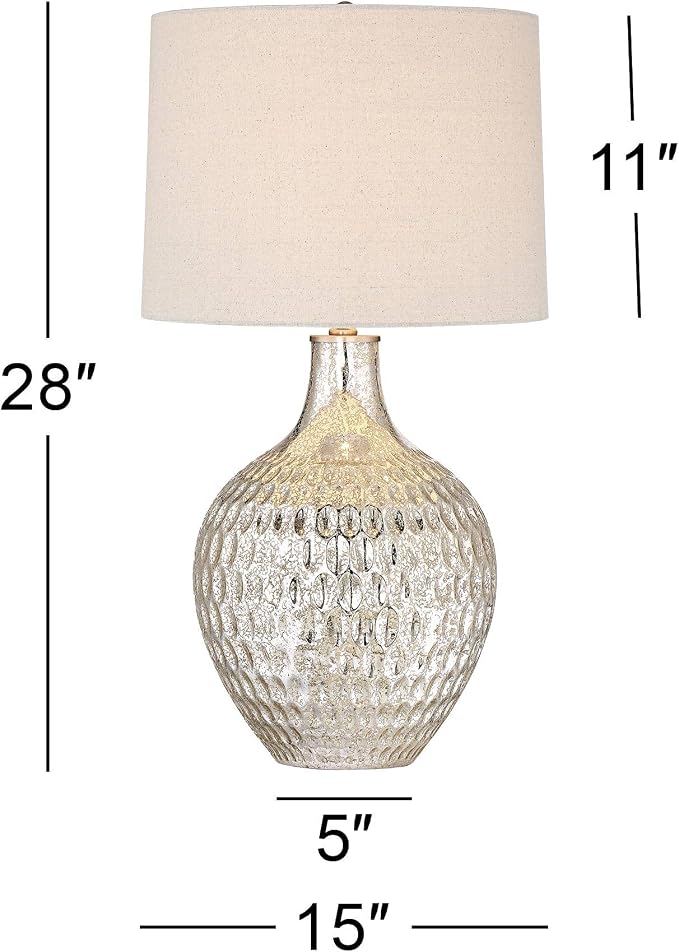 Waylon 28" Tall Table Lamp Dimmer Mercury Glass with USB Charging Port