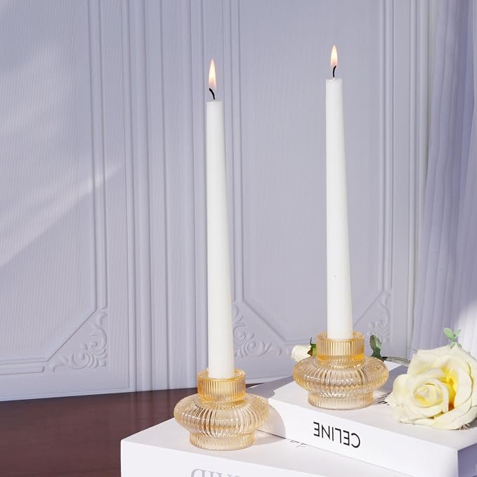 VOHO 12pcs Gold Candlestick Holders for Fall Thanksgiving Christmas Decor