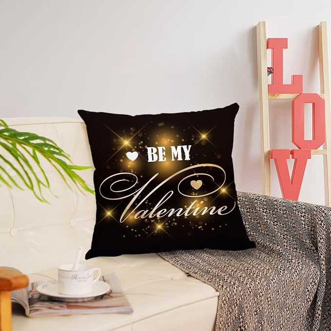 YeeJu Happy Valentines Day Pillow Covers 18x18 Set of 4 Red Love Heart Gnome Pillow Cases Velvet Wedding Anniversary Love You Cushion Covers for Outdoor Couch Sofa Decoration(18 Inch)