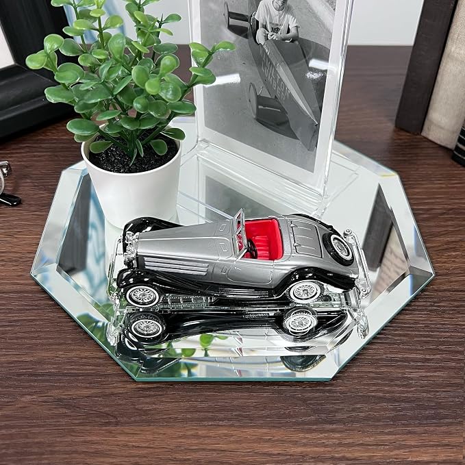 Plymor 8 x 8 inch Octagon, 5mm Thick, Beveled Glass Mirror | Table display & centerpieces; includes felt pads to protect surfaces; mosaics, crafts & DIY; silvered glass