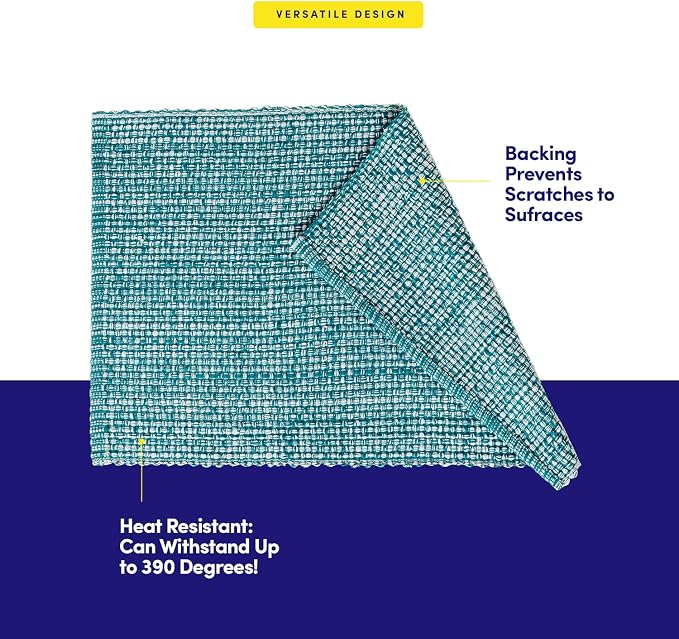 Sweet Home Collection 100% Cotton Placemats for Dining Room Rectangle Two Tone Woven Fabric 13" x 19" Soft Durable Table Mat Set, Set of 4, Turquoise