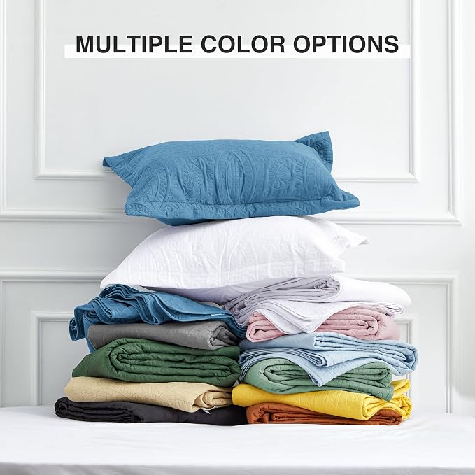 Love's cabin Twin Quilt Set Misty Blue Bedspreads Bedding Set - Soft Bed Lightweight Bedspread Comforter - Modern Style Coin Pattern Coverlet for All Season - 2 Pieces (1 Quilt, 1 Pillow Sham)