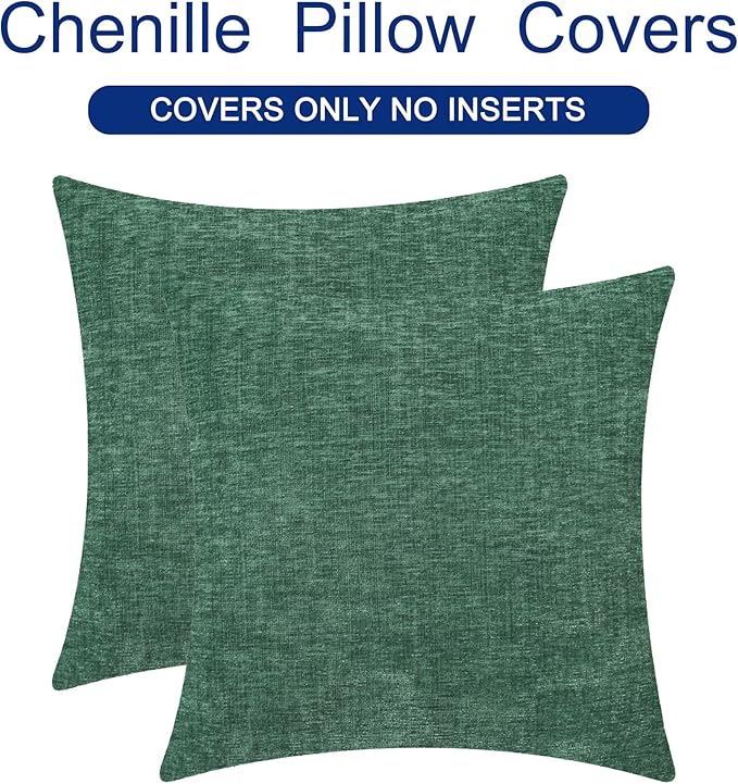 CaliTime Decorative Couch Throw Pillow Covers 20 X 20 Inches Dark Green