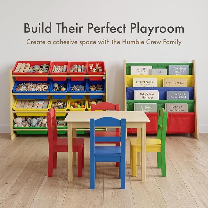 Humble Crew Kids Bookshelf, Montessori Front Facing Toddler Bookcase 4 Tier