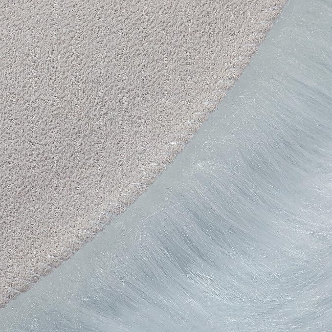 linmopm Faux Fur Sheepskin Fluffy Shag Fuzzy Rug, White, 2x6 ft Runner | High-Density Cushion, For Bedroom Bedside Living Room Sofa Cover Floor , Plush Carpet