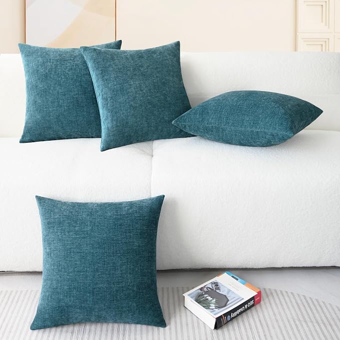 CaliTime Decorative Couch Throw Pillow Covers 18 X 18 Inches Ocean Blue