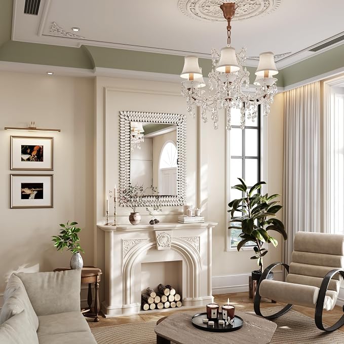 Kelly Miller 30"x40" Jeweled Luxury Rectangle Decorative Wall Mirror | Elegant diamond beveled vanity mirror. Perfect large wall mirror for living room, bathroom, entryway.