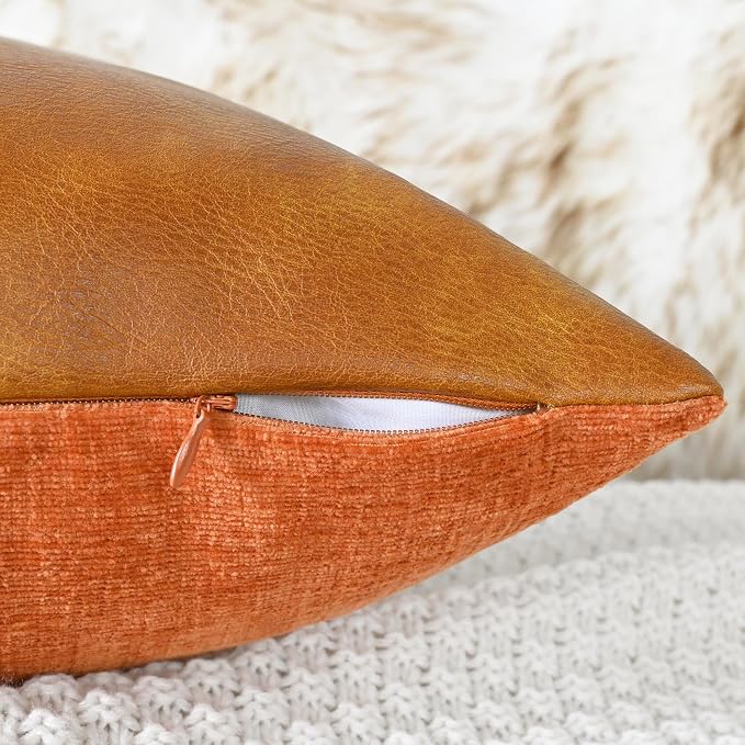 CaliTime Decorative Couch Throw Pillow Covers 18 X 18 Inches Burnt Orange