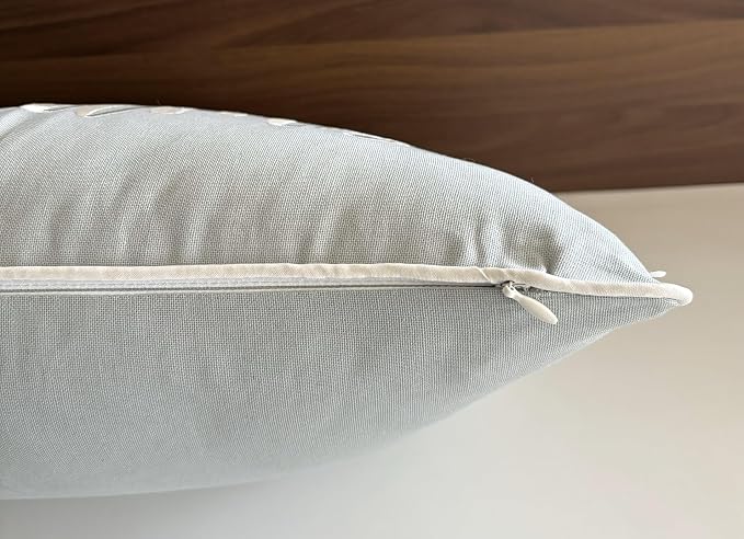 Rudransha Sweet Dreams Blue Grey Lumbar Pillow Cover 12x18 – Embroidered Script Quote Cotton Cushion Case – Good Night Sleep Bedroom Nursery Decor for Bed Crib Guest Room