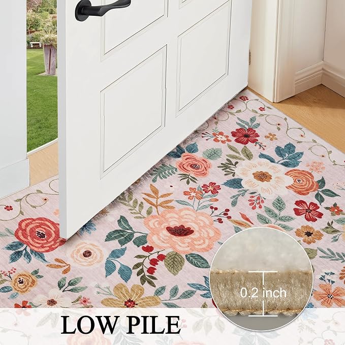 DUKINO 2x7 Runner Rug for Hallway, Washable Runner Rug Non Slip, Beige | Low Pile, Soft Indoor Carpet Runner for Kitchen, Bedroom, Bathroom, Entryway, Laundry, Pet Friendly, Home Decor, Lightweight