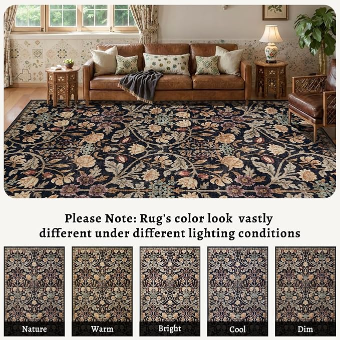 Ciicool 2x4 Small Rug for Entryway Runner Kitchen Floral Washable Area Rugs | Low Pile Soft Boho Non Slip Carpet for Entrance Hallway Laundry Bedroom Carpets